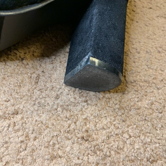 Black Studded Faux Suede Heeled Boots - Picture 4 of 10